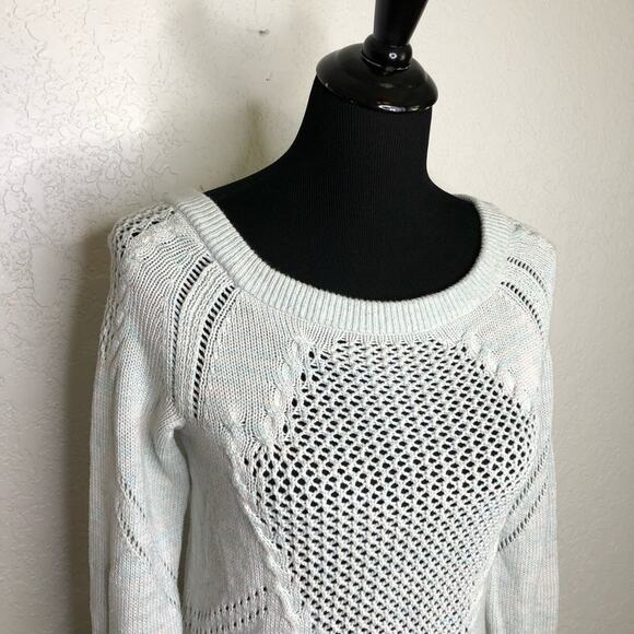 Lululemon Be Present blue white mixed open knit cropped sweater - Picture 3 of 16